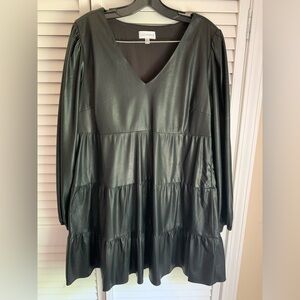 Lucy Paris Black Pleather Long Sleeve Dress